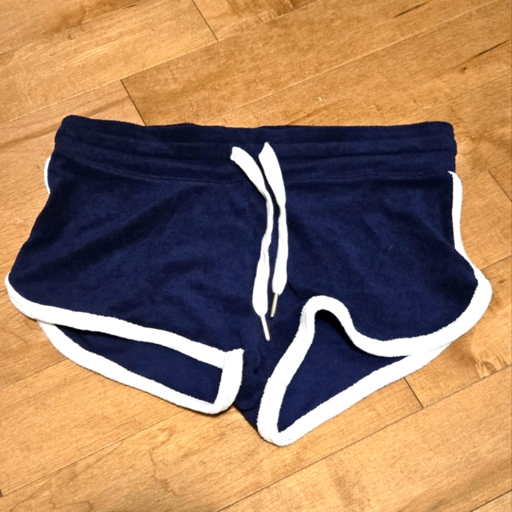🌟NWOT H&M Terry Fabric Navy Blue Shorts with White Trim XS